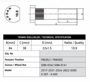 MERCEDES 2521 ÖN BİJON FREZELİ  84MM