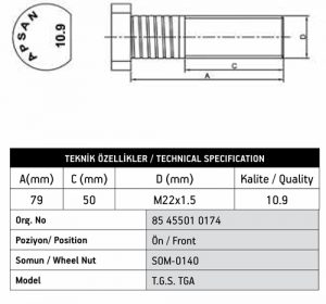 MAN TGA ARKA DİSK TRAPEZ BİJON 78MM