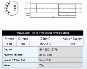 MAN TGA BİJON ARKA 110MM
