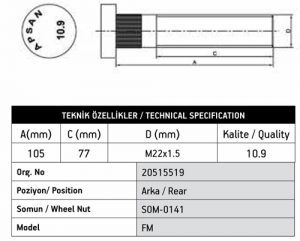 VOLVO FM ARKA BİJON 105 MM
