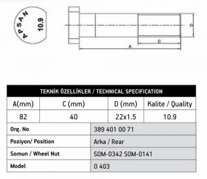 MERCEDES 403 BİJON ARKA 84 MM